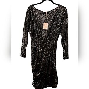 NWT Free People Women's Giselle Sequin Mini Dress (XS, Graphite)